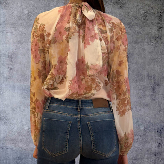 Romantic Floral Chiffon Blouse