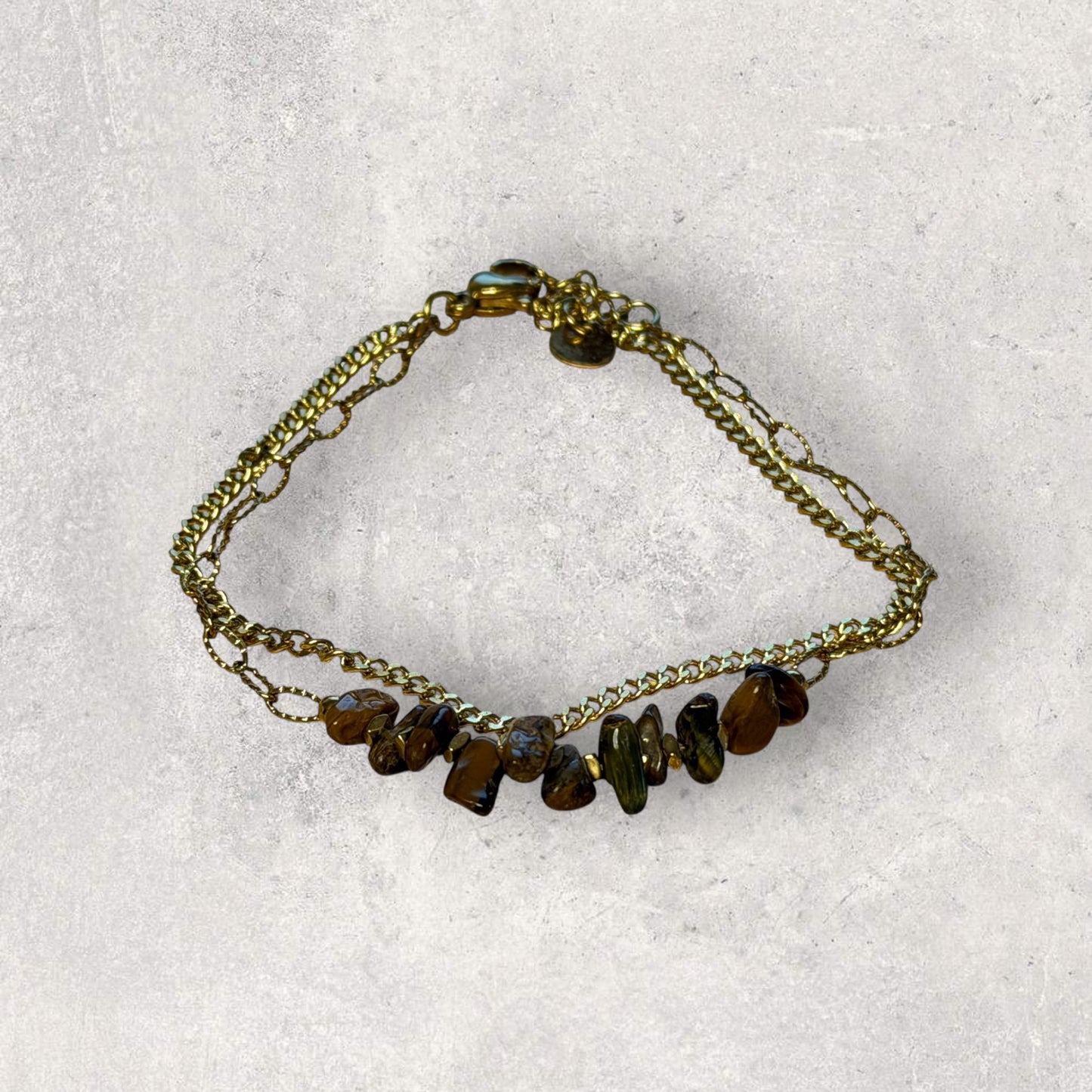 Gold Multilayer Bracelet with Natural Stones