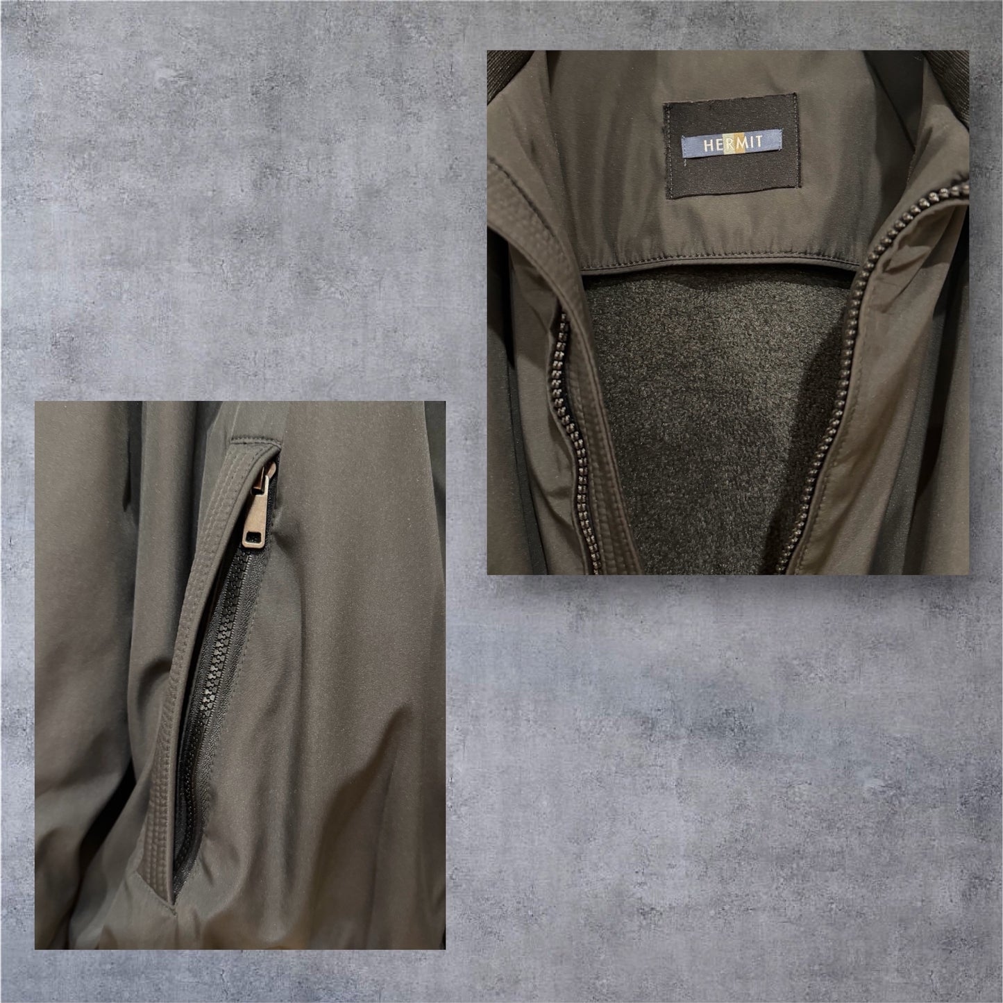Hermit Men’s Fleece-Lined Bomber Jacket — Black / Beige