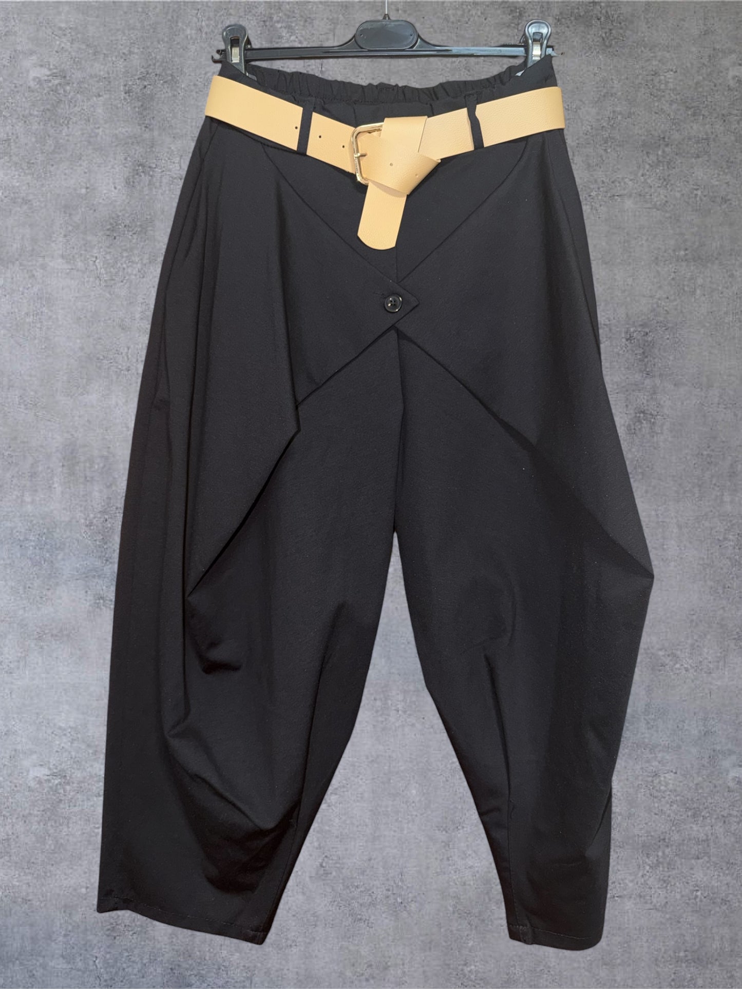Draped High-Waist Statement Pants