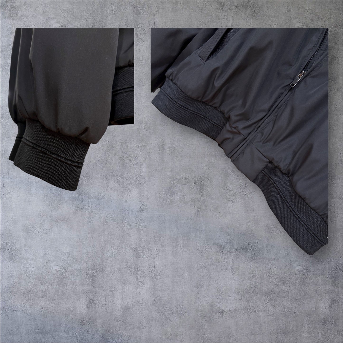 Hermit Men’s Fleece-Lined Bomber Jacket — Black / Beige