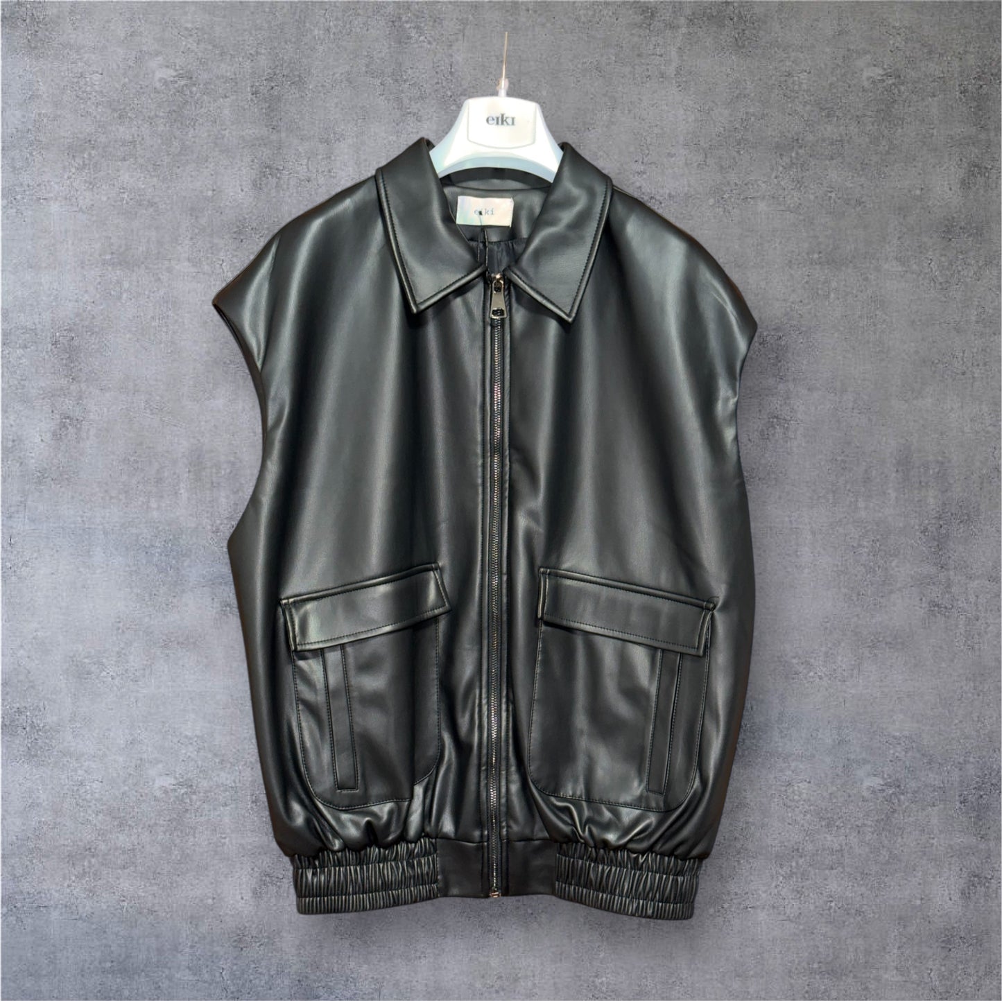 Eco-leather utility γιλέκο EIKI – Black