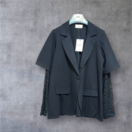 🖤 EIKI Blazer με Δαντελένια Μανίκια