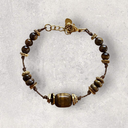 Βραχιόλι Stainless Steel με Καφέ Χάντρες — Minimal Premium