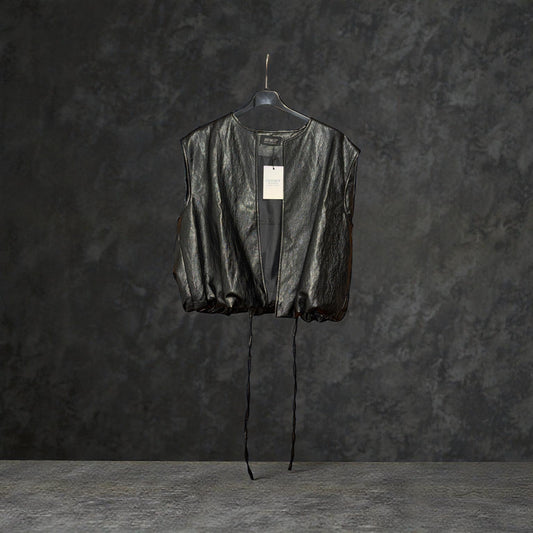 Black Eco-Leather Vest | One Size