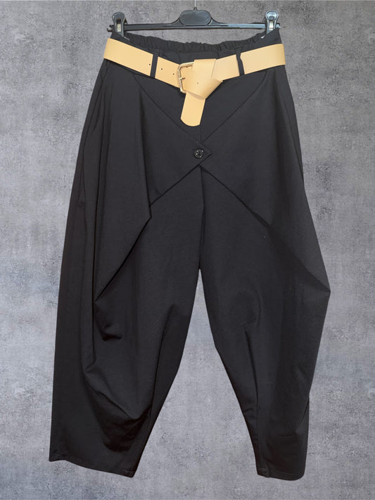 Draped High-Waist Statement Pants