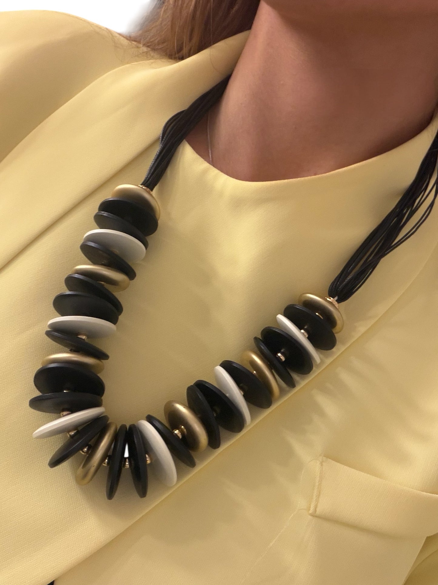 Black & Gold Geometric Statement Necklace