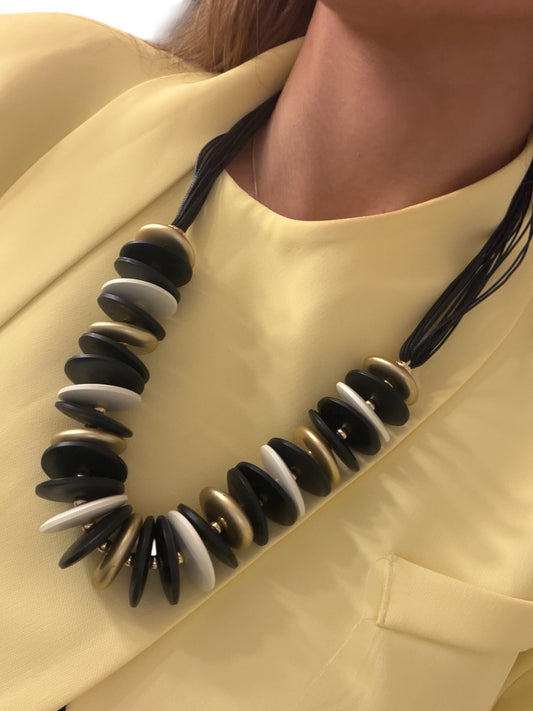 Black & Gold Geometric Statement Necklace
