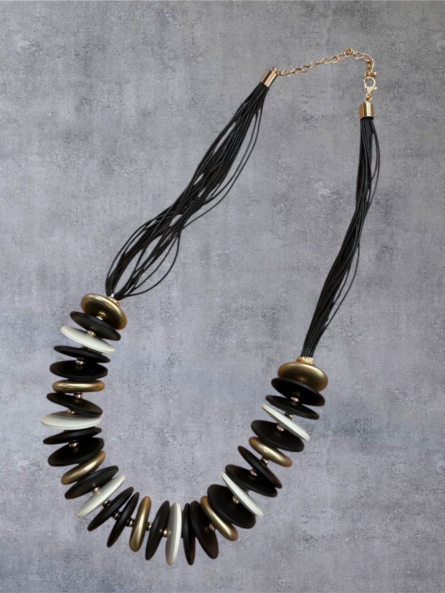 Black & Gold Geometric Statement Necklace