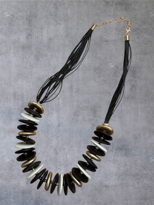 Black & Gold Geometric Statement Necklace